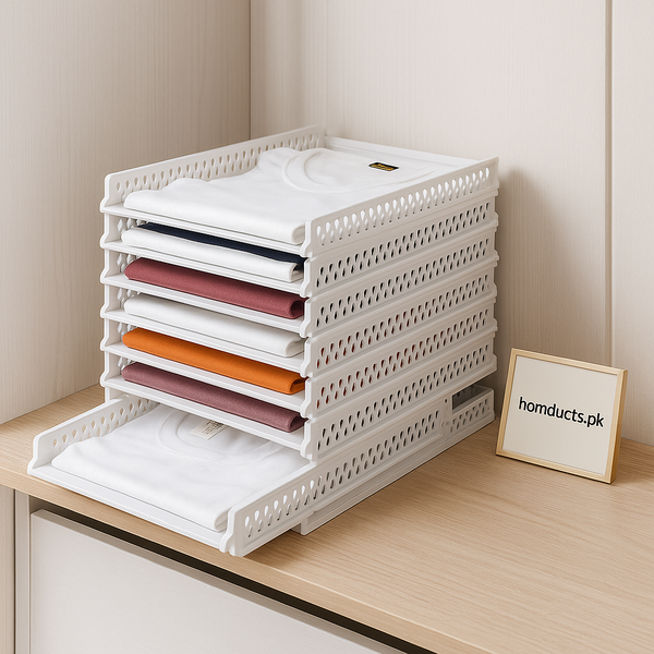 Luxury Foldable Shirt Organizer Trays – Premium Space-Saving Wardrobe Storage