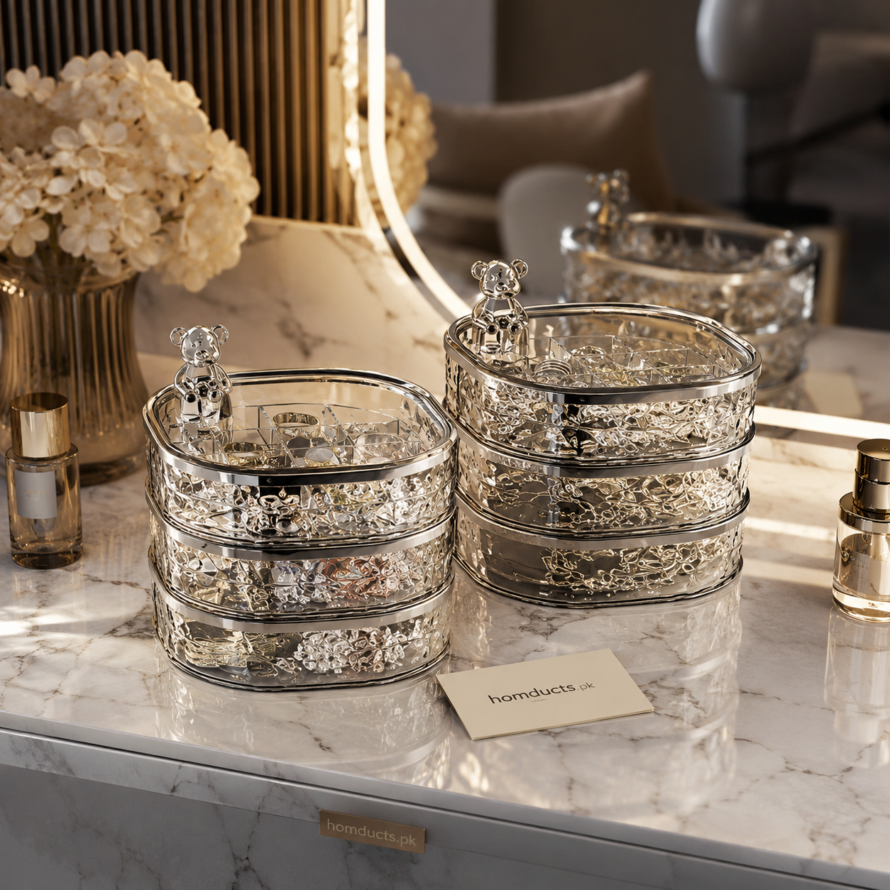 Glacier Style Clear Acrylic Jewelry Organizer – Multi-Compartment Jewelry Storage Box for Rings, Earrings & Necklaces