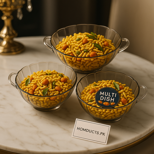 Premium Multi Dish Glass Bowl – Elegant 1pc Transparent Serving Bowl for Snacks & Namkeen (20cm)