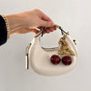 Luxury Sparkling Cherry Keychain – Red Enamel with Gold Detailing