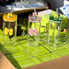 Square Glass Tumbler with Double  Bows & Straw – Elegant Drinkware (High Quality)
