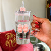 Square Glass Tumbler with Double  Bows & Straw – Elegant Drinkware (High Quality)