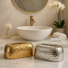 Luxury Hammered Gold & Silver Tissue Box Holder – 1pc Premium Decorative Dispenser