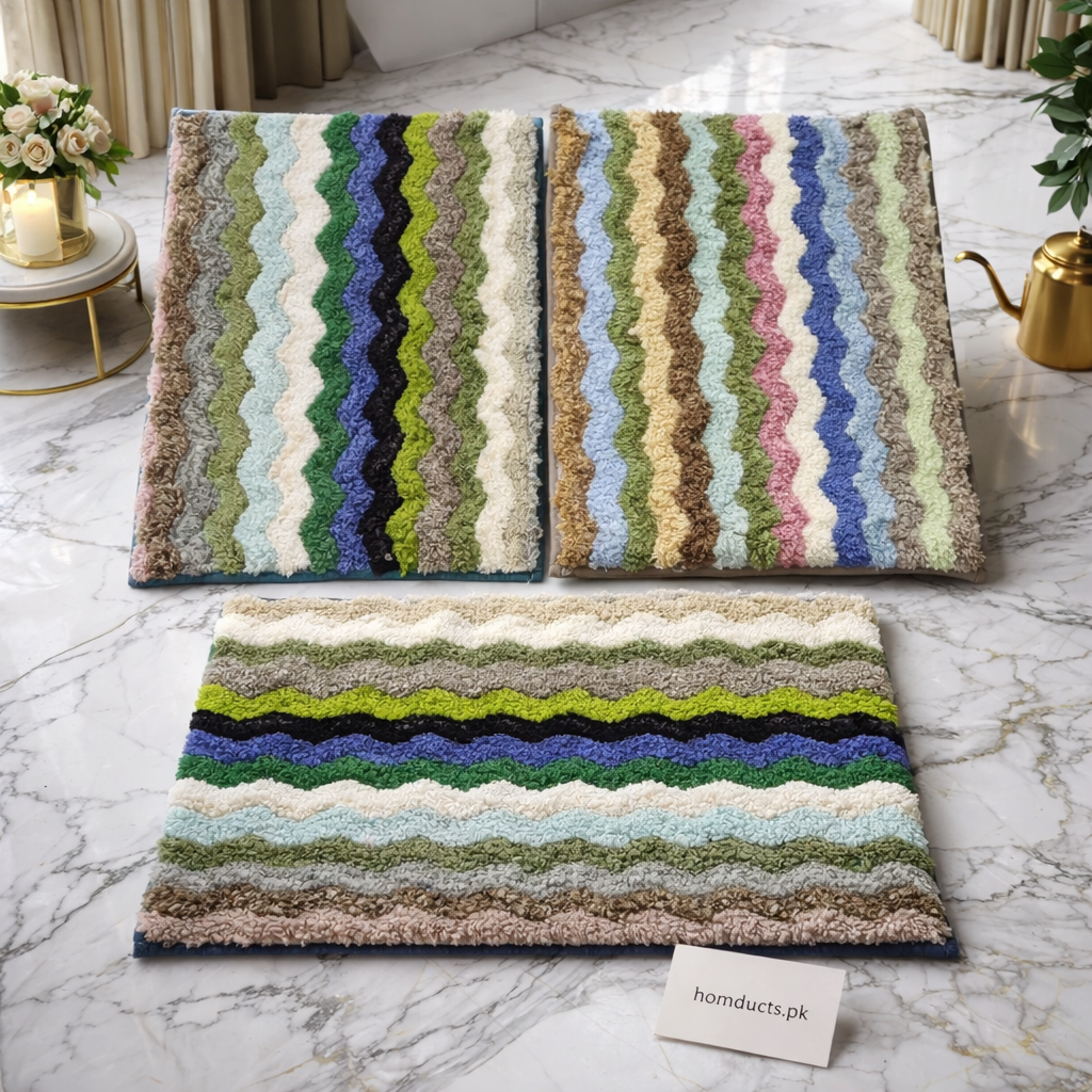 Luxury Anti-Slip Chevron Bath Mat – Ultra Soft & Absorbent (1 Piece)