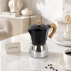 Premium Aluminum Moka Pot Coffee Maker with Wooden Handle – Italian Style Stovetop Espresso Brewer