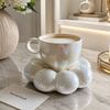 Glossy Bubble Cup & Saucer Set – Ceramic Coffee & Tea Cup