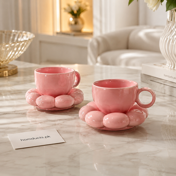 Glossy Bubble Cup & Saucer Set – Ceramic Coffee & Tea Cup