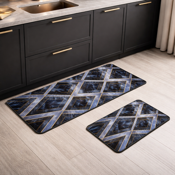 Luxury Agate Pattern Kitchen Floor Mat Set (2-Piece) – Large & Small Anti-Slip Mats