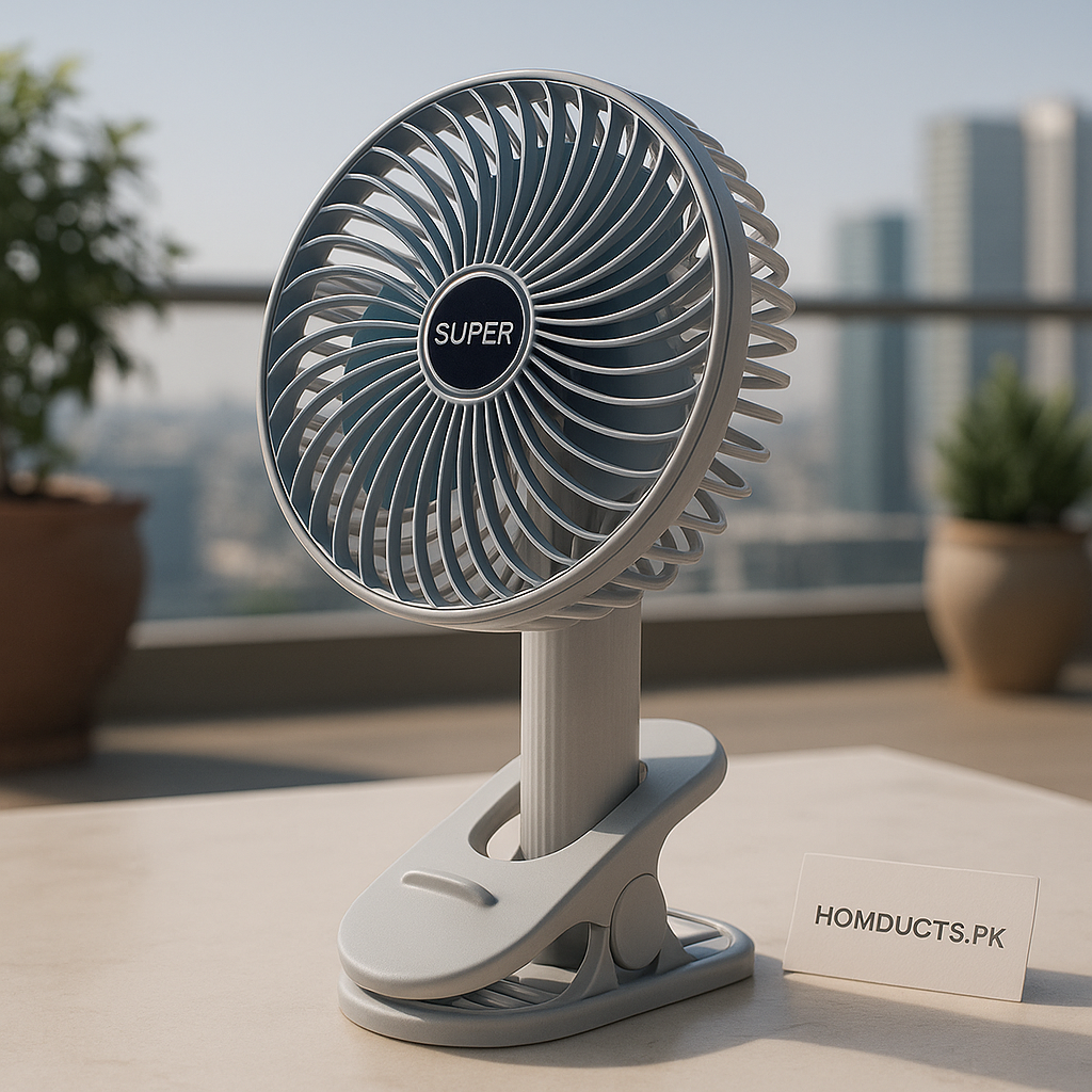 Luxury Portable Clip-On Fan – Rechargeable & Adjustable Cooling