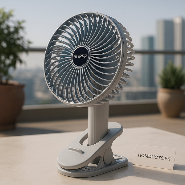 Luxury Portable Clip-On Fan – Rechargeable & Adjustable Cooling