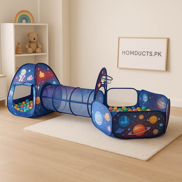 Luxury Space Adventure Kids Play Tent with Tunnel & Ball Pit – 3-in-1 Indoor Playhouse