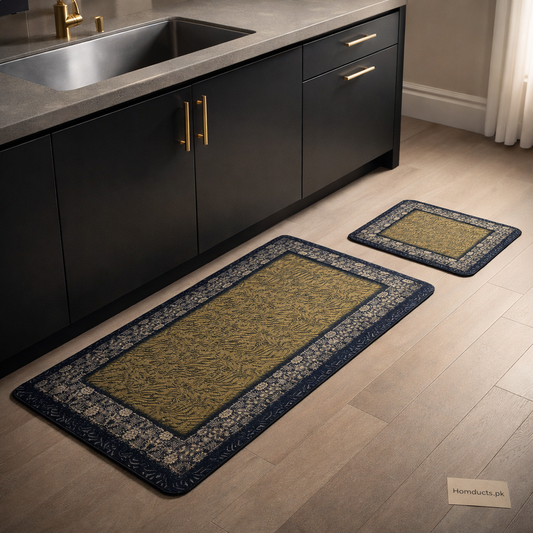 Luxury Anti-Slip Kitchen Floor Mats Set (2-Piece) – Large & Small Rectangular Absorbent Mats