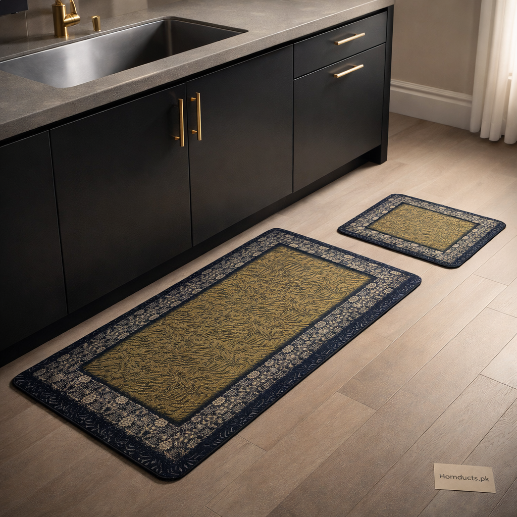 Luxury Anti-Slip Kitchen Floor Mats Set (2-Piece) – Large & Small Rectangular Absorbent Mats
