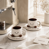 Cute Smiley Ceramic Coffee Cup with Saucer – Kawaii Tea & Coffee Mug Set