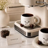 Cute Smiley Ceramic Coffee Cup with Saucer – Kawaii Tea & Coffee Mug Set