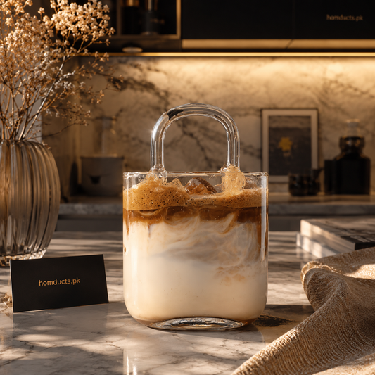 Luxury Glass Coffee Carry Cup Handbag Style Serving Mug & Aesthetic Decorative Display Container