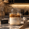 Luxury Glass Coffee Carry Cup Handbag Style Serving Mug & Aesthetic Decorative Display Container