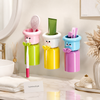 Cute Cartoon Wall Mounted Toothbrush Holder with Cup – Kids Bathroom Organizer