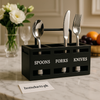 Luxury Black Cutlery Holder – 3 Slot Spoon, Fork & Knife Organizer