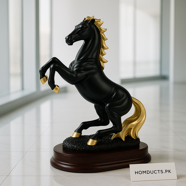 Luxury Black & Gold Horse Sculpture – Premium Decorative Figurine