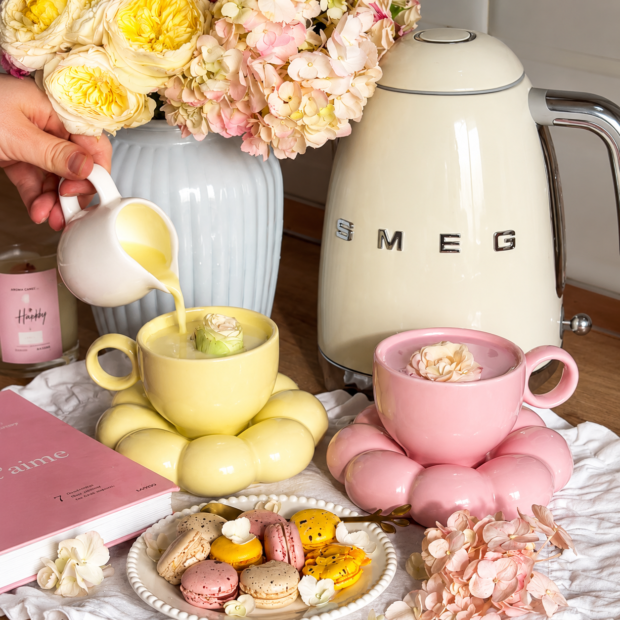 Glossy Bubble Cup & Saucer Set – Ceramic Coffee & Tea Cup