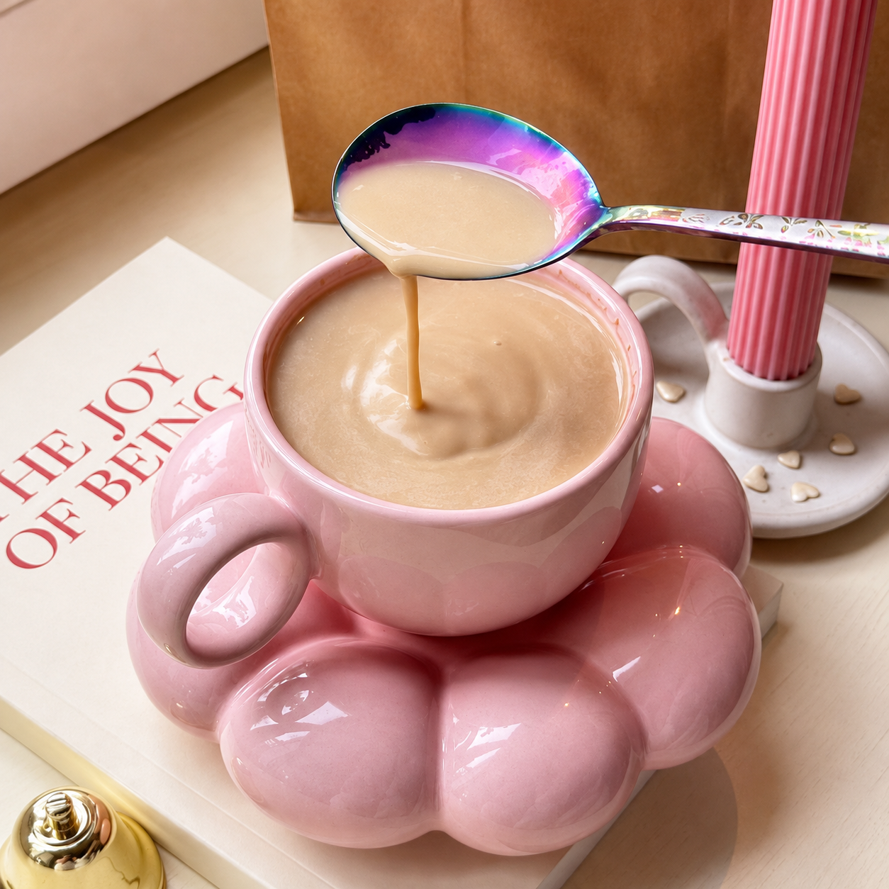 Glossy Bubble Cup & Saucer Set – Ceramic Coffee & Tea Cup
