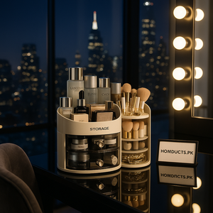Stylish Makeup Organizer For Vanity With Drawer and Makeup Brush And Sponge Organizer