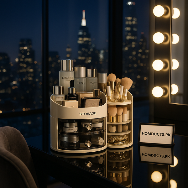 Stylish Makeup Organizer For Vanity With Drawer and Makeup Brush And Sponge Organizer