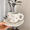 Luxury Heart Print Ceramic Coffee Cup & Saucer Set – Premium Tea & Coffee Mug | Homducts.pk
