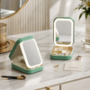 Portable LED Light Makeup Mirror Cosmetic Storage Case – Travel Vanity Organizer with Touch LED Mirror