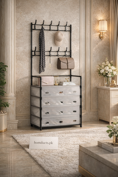 Modern Entryway Dustproof Shoes and Coat Rack with Hooks