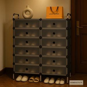 Luxury 6-Tier 12-Box Shoe Cabinet with Handles – Premium Dustproof Shoe Organizer