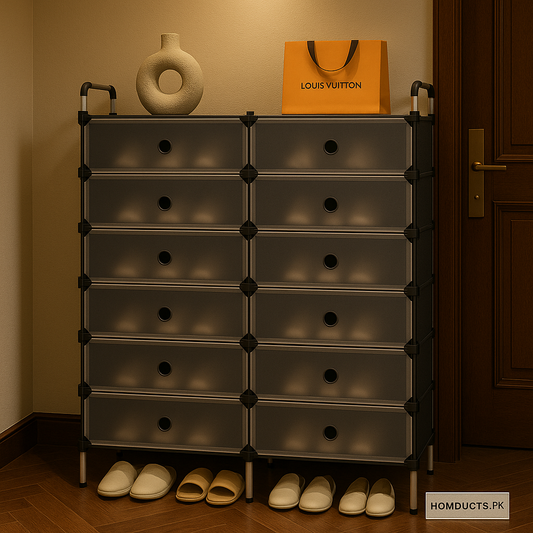 Luxury 6-Tier 12-Box Shoe Cabinet with Handles – Premium Dustproof Shoe Organizer