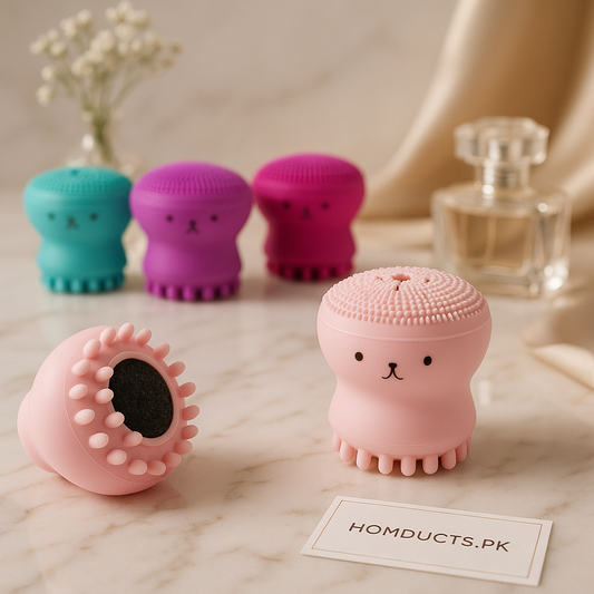 Luxury Silicone Facial Cleansing Brush – Cute Octopus Design Exfoliator & Massager