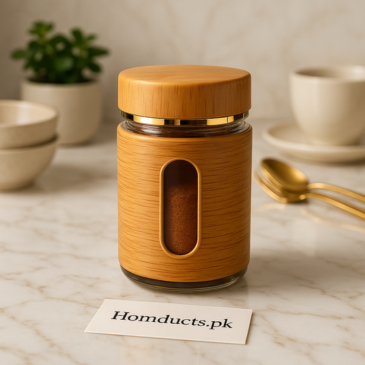 Luxury Wooden Design Spice Jar with Transparent Window – Premium Kitchen Storage