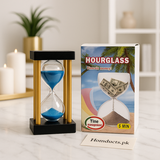 Luxury 5-Minute Hourglass Timer with Blue Sand – Elegant Time Management Décor