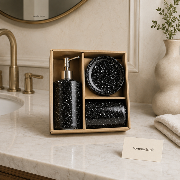 Luxury 3-Piece Speckled Ceramic Bathroom Accessories Set