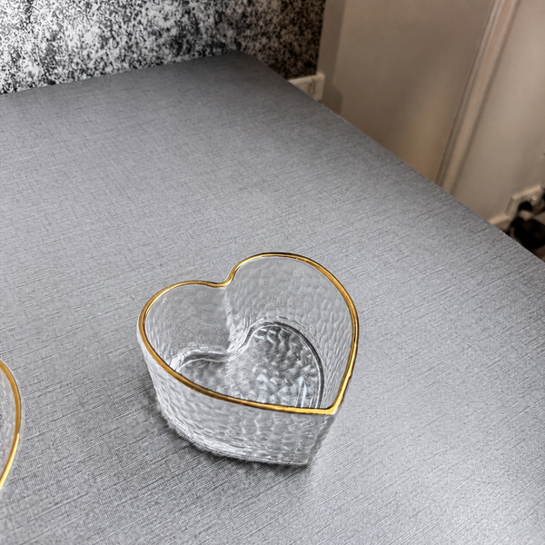 Heart-Shaped Glass Tea Cups with Saucers – 12-Piece Set