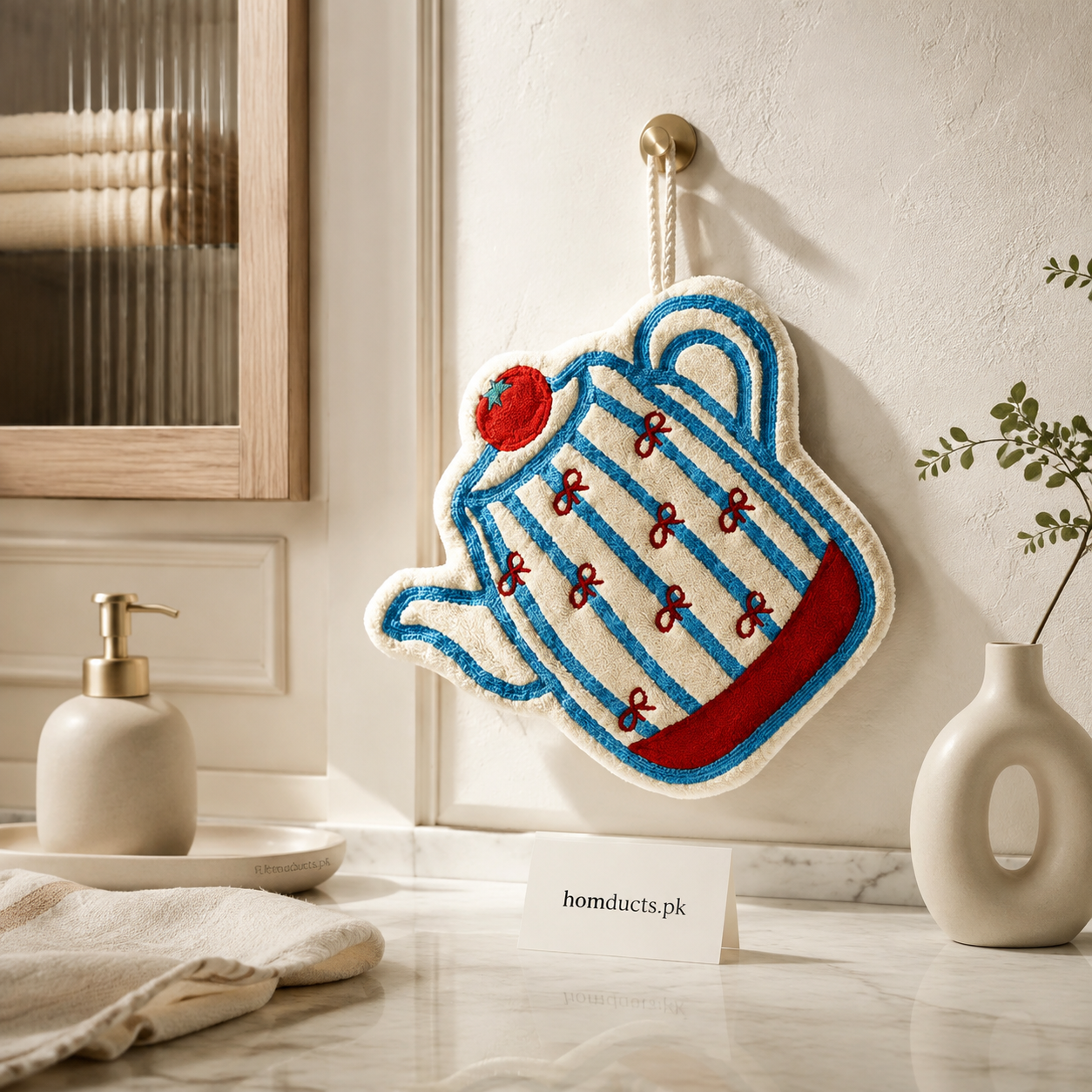 Cute Kettle-Shaped Microfiber Cleaning Towel with Hanging Loop – 1 Pc