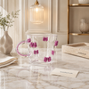 3D Bow Design Clear Glass Cup with Handle – 1 Pc