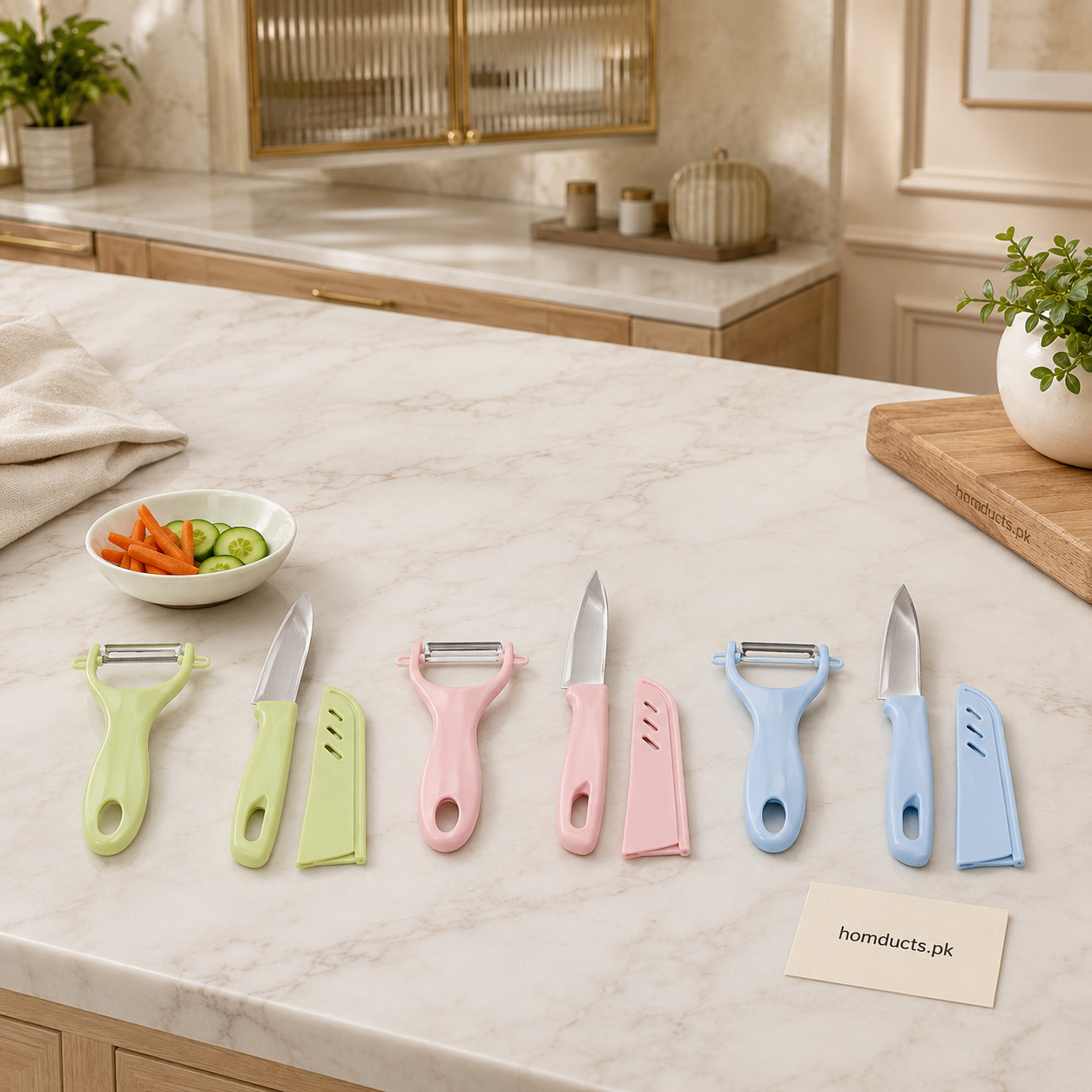 2-Piece Vegetable Peeler & Paring Knife Set with Protective Cover