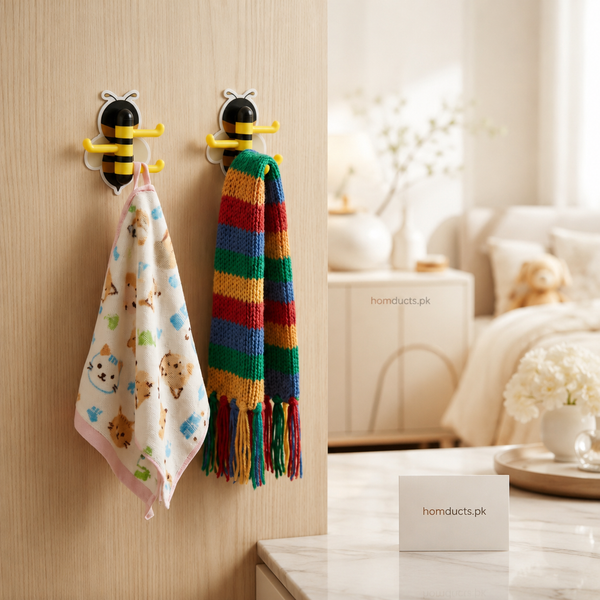 Cute Bee Self-Adhesive Wall Hook – Cartoon Multi-Purpose Towel & Key Holder (1 Piece)