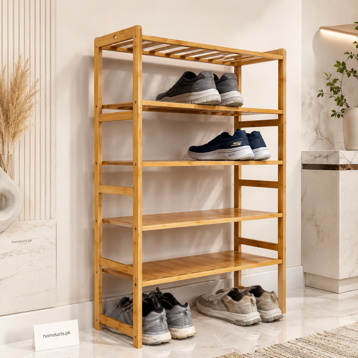5-Tier Bamboo Shoe Rack Organizer – Freestanding Wooden Storage Shelf for Entryway, Bedroom & Closet
