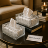Crystal Glass Tissue Box Cover – Luxury Decorative Holder for Living Room & Office