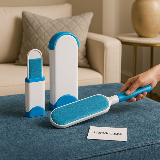 Homducts Double-Sided Lint & Pet Hair Remover Set with Self-Cleaning Base – Travel & Home Use