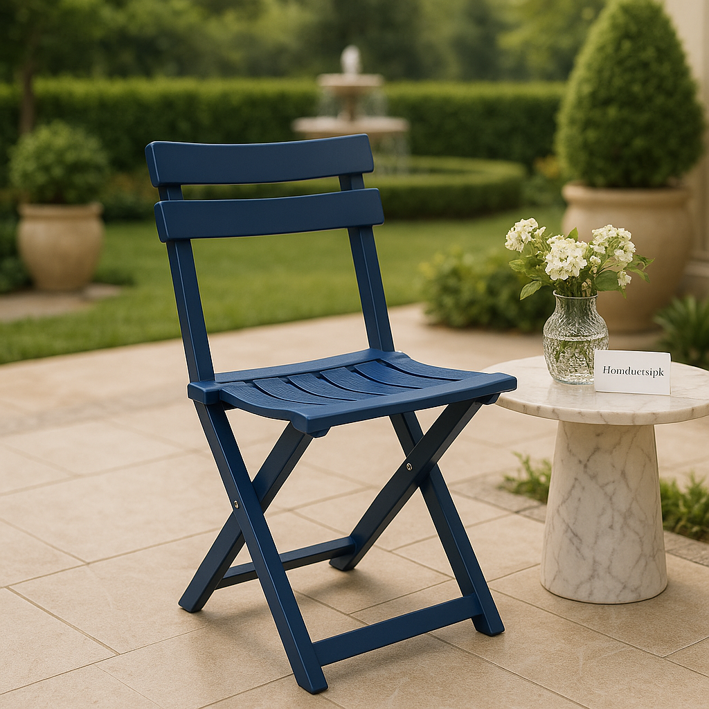 Luxury Blue Folding Patio Chair – Modern Outdoor Seating