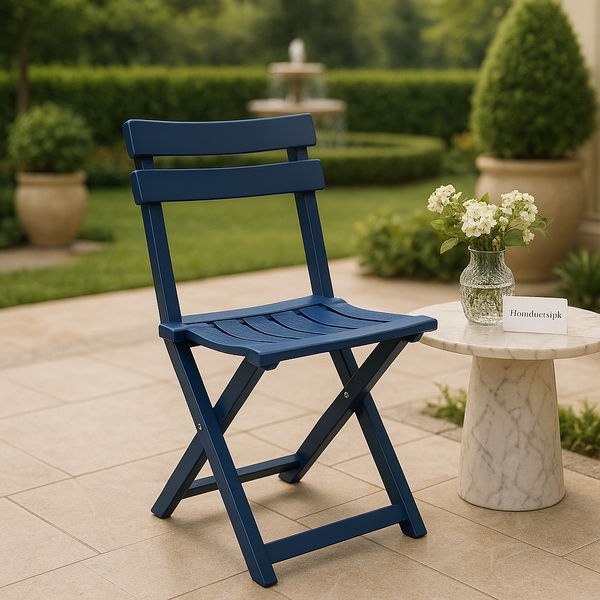Luxury Blue Folding Patio Chair – Modern Outdoor Seating