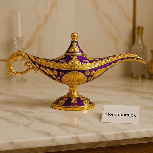 Luxury Aladdin-Style Decorative Genie Lamp – Gold & Purple Collectible Ornament
