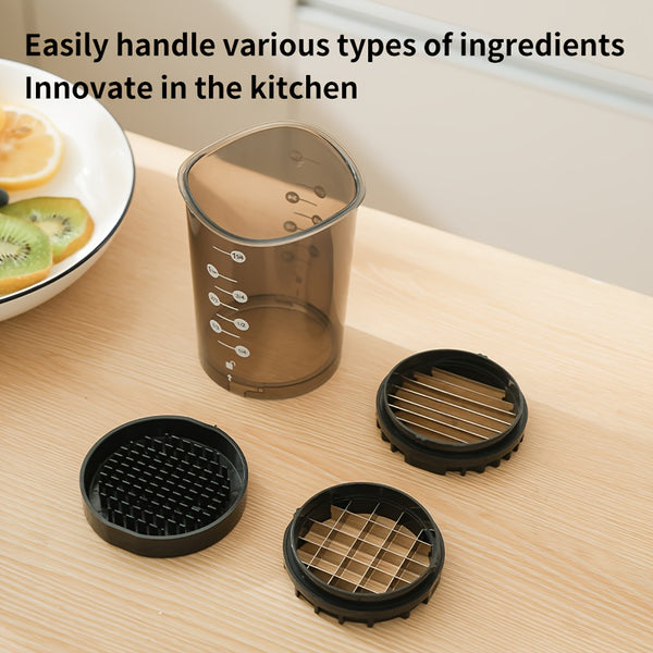 3-in-1 Manual Vegetable Chopper & Food Cutter with Measuring Cup