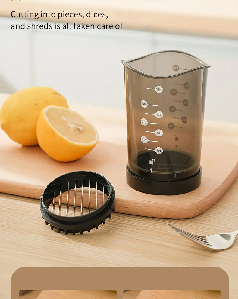 3-in-1 Manual Vegetable Chopper & Food Cutter with Measuring Cup